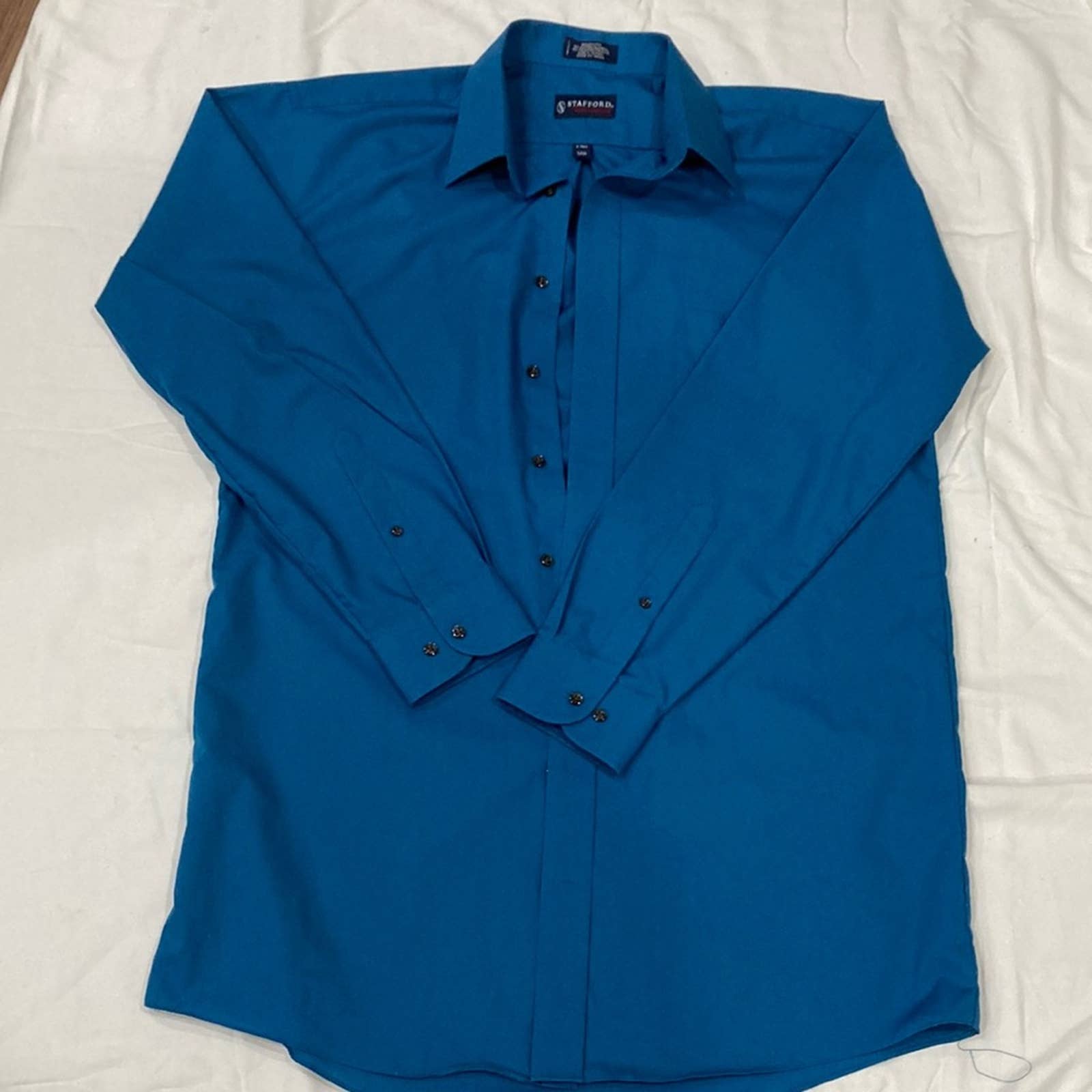 Stafford Men's Shirt Size X-Tall Aqua Blue